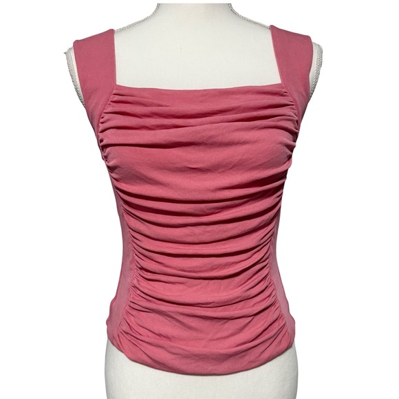 American Vintage Tops - Y2K Classiques Center Silk Pink Ruched Tank Top Square neck Womens XS fairy